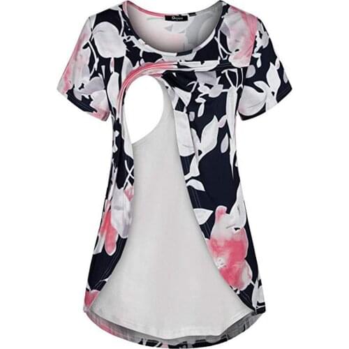 #48 Breastfeeding Clothes Women Summer Pregnant Clothes Maternity Nursing Top Short Sleeve T-shirt Sosten Lactancia Maternal