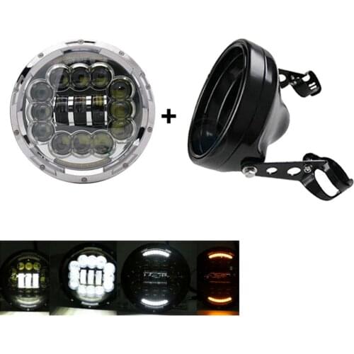 7 Inch Motorcycle Moto LED Headlight 7" black housing For Harley Street Glide Softail FLHX FLD Yamaha Road Star