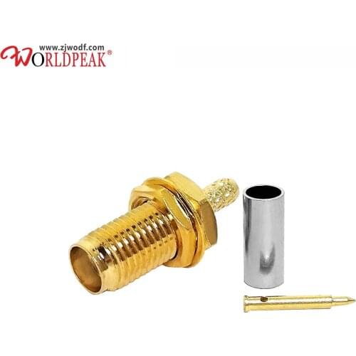 Free Shipping 20pcs SMA female jack bulkhead crimp rf connector for LMR100 cable