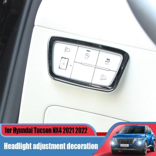 For Hyundai Tucson NX4 2021 2022 car headlight control adjustment decorative frame stainless steel sequins