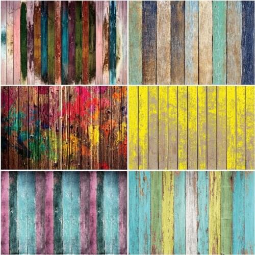 Wooden Board Backdrop Mix Colorful Planks Photography Background Baby Shower Celebration Photo Booth Studio Decor