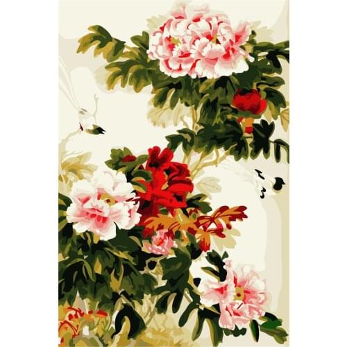 Peony Painting By Numbers Fox Animal Oil Painting Wall Art Coloring By Numbers On Canvas Kits Handpainted Gifts