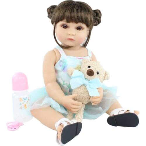 55 CM and 48 CM Full Silicone Baby Reborn Doll Toy For Girl Vinyl Bebe Boneca Kid Dress Up Birthday Gift Popular Bath Toy