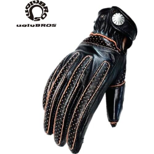 Uglybros Retro Motorcycle Gloves Anti-slip wear-resistant Cowhide Motorbike Gloves Protective Gear Motocross Gloves