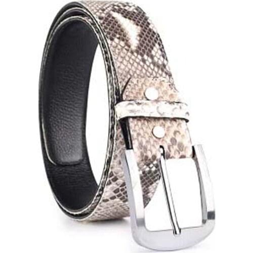 Yuanhui Thailand Python skin man belt male Business belt Pin buckle Natural color male belt leisure men belt