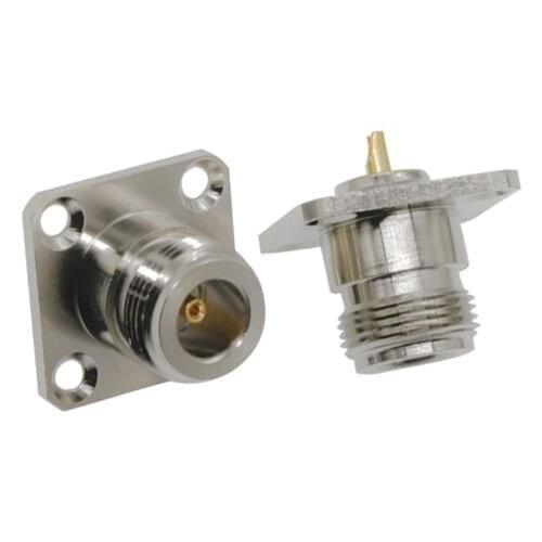N Female With 4 Hole Flange Panel Chassis Mount 25.4mm RF Coaxial Adapter Connector