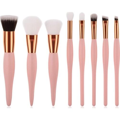 8Pcs/set makeup brushes set Pink Wood Handle Profession for Face Loose Powder Eyeshow Eyebrow Blending Make up Brush Set T08057