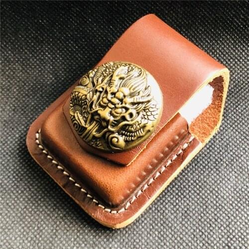 2021 New Chinese dragon Cigarette Lighter Case Pouch Handmade Kerosene Oil Lighters Waist Bag For Zippo Lighters Smoking Gadgets