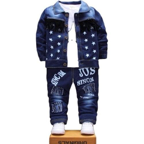 Autumn Denim Clothing Sets Baby Girls Boys Casual Costume Kids Cowboy Long Sleeve Pants Suit Children Clothes Cotton Outfits