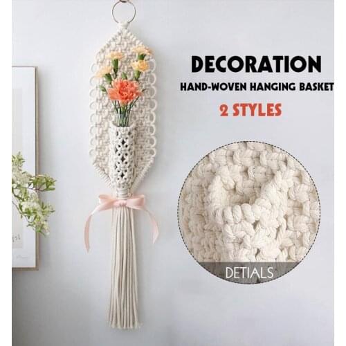 Bohemian Style Macrame Handmade Woven Hanger Garden Indoor Living Room Home Wall Hanging Planter Basket Rope Holder Decoration