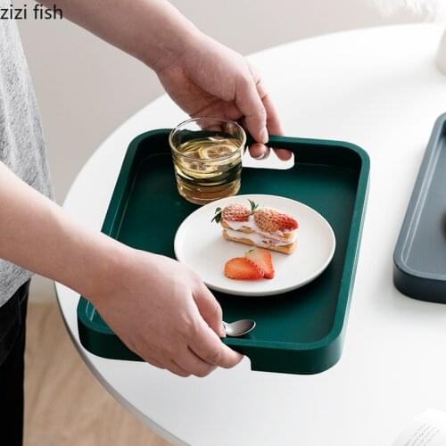 Nordic Rectangular Dessert Dessert Tray Portable Teacup Sundries Storage Tray Solid Color Tableware Service Tray Home Decoration