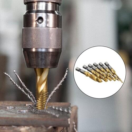 Tap Drill Titanium Plated Hex Shank HSS Screw Thread Metric Tap Drill Bits Screw Machine Compound M3 M4 M5 M6 M8 M10 Hand Tools