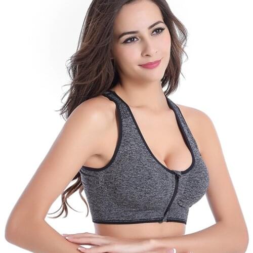 SALSPOR 7 Colors Yoga Women Zipper Push Up Sports Bras Padded Wirefree Shockproof Gym Fitness Running Athletic Vest Sports Tops