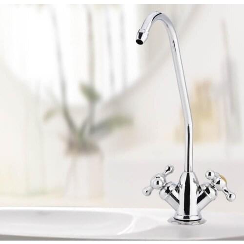 1/4'' Sink Faucets Zinc Alloy Kitchen Bathroom Faucet torneira Double Head Faucet Tap Chrome Reverse Osmosis Drinking Water Filt