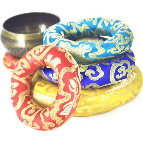 Tibetan Bowl Mat Hand-stitched Brocade Mat Singing Bowl Base Tibetan Buddhist Meditation Singing Bowl Accessory 8-22cm