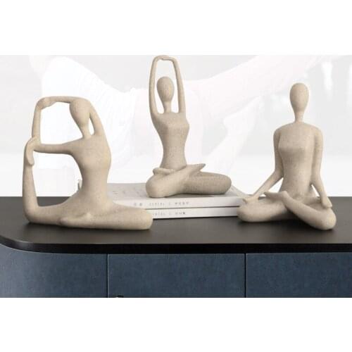 Creative Abstract Resin Yoga Girl Sculpture Ornaments Living Room Wine Cabinet Desktop Statue Crafts Home Decoration Accessories