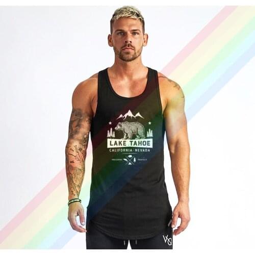 Lake Tahoe California Nevada Vintage Bear Comfortable Bodybuilding Tank Tops For Men Summer Gym Clothing Customized Vest Shirts