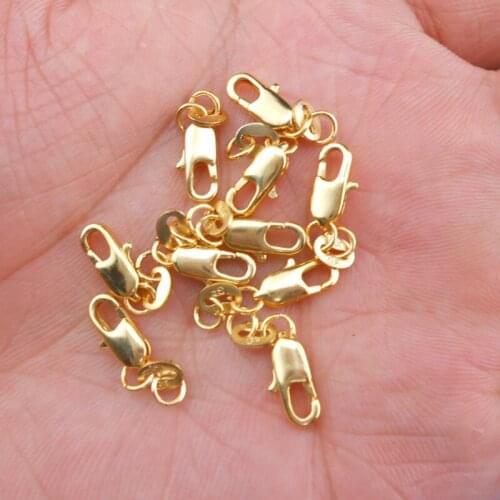 10PCS Jewelry Findings 18K Gold Filled Lobster Clasps With 18K Tag For Necklace Opening Jump Rings Diy Making Wholesale