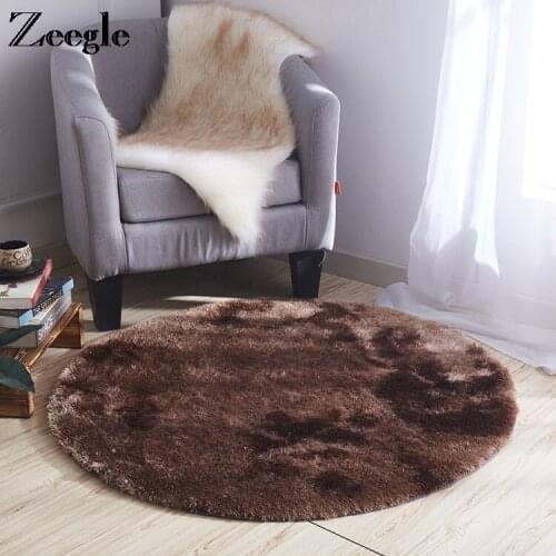 Zeegle Carpet Round Mat Anti Slip Sofa Carpet Living Room Floor Rug Absorbent Foot Mat Shaggy Modern Bedside Carpet Mat Area Rug