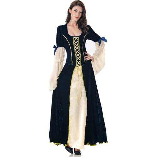 Sexy Medieval Princess Costume for Women Long Satin Bandage Dress Medieval Costume Ball Wear Carnival Dress