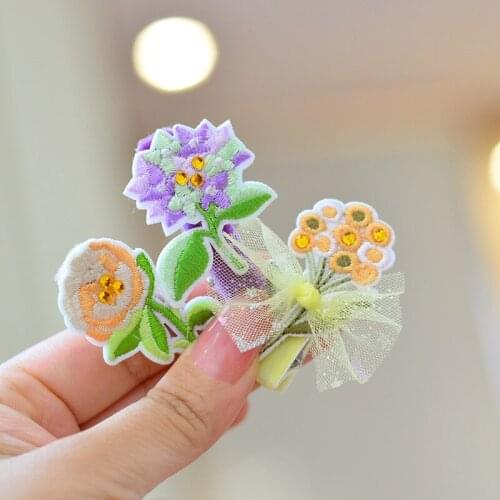 1 PCS New Embroidered Flowers Girls Cute Hairpins Children Hair Accessories Princess Headwear Women Hair Clips Claws