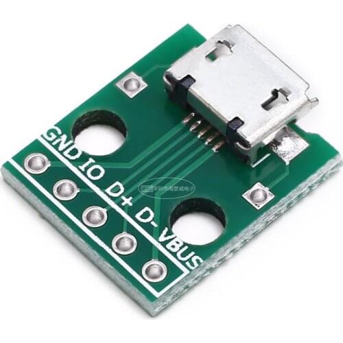 10pcs MICRO USB To DIP Adapter 5pin Female Connector B Type PCB Converter Breadboard USB-01 Switch Board SMT Mother Seat