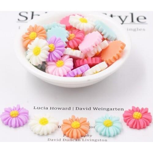 16mm mix color Chrysanthemum Mixed Color 30pcs Flat Back Resin Cabochon Scrapbook Rose Flower Fit Phone diy beads for jewelry
