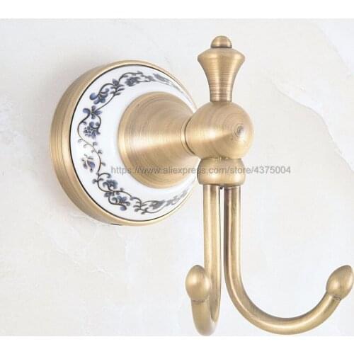 Antique Brass Towel Hooks Cloth Towel Bath Coat Hanger Door Wall Hook Retro Home Deco Bathroom Accessories Nba770