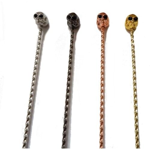 Free Shipping Skull Barspoon Cocktail Bar Spoon Stainless Steel Mixing Cocktail Spoon, Spiral Pattern