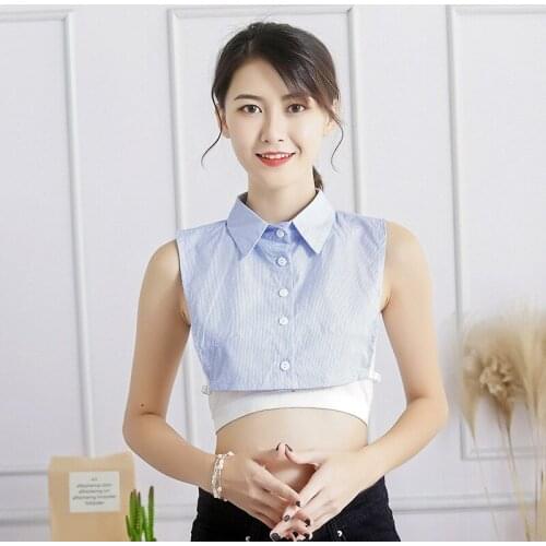 Blouse False Collar White Black Detachable Collar Shirt False Collar British Style Pleated With Lace Up Fake Collar Shirt Women