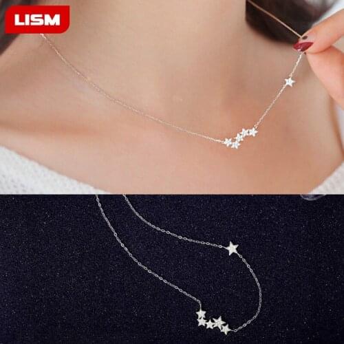Bohemia Fashion Silver Color Crystal Star Necklaces for Women Long Chain Statement Necklaces Wedding Jewelry Gifts