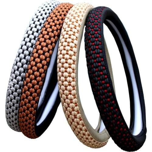 Car Steering Wheel Cover 5 Color Choices For 37 - 38 CM 14.5"-15" M Size Fashion Soft ice Silk Leather Steering Wheel Cover