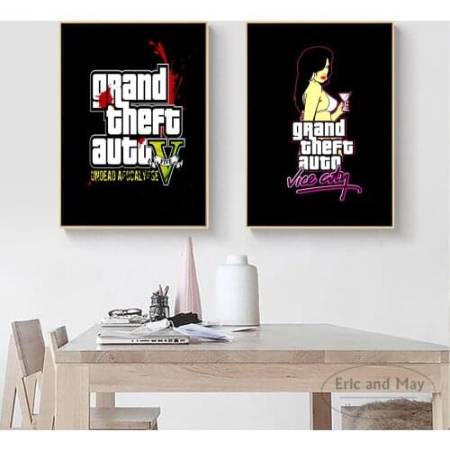 GTA Vice City Black Gaming Wall Pictures Posters and Prints Canvas Art Unframed Paintings Decoration Modern Home Decor Cuadro