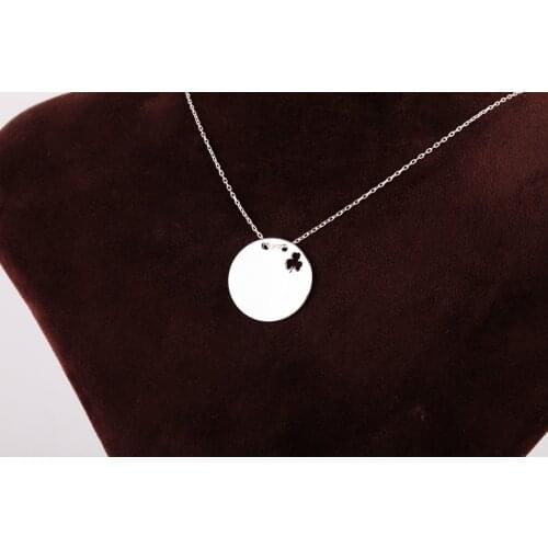 UM US JEWELRY Rhodium Plated With Clover Pattern 925 Sterling Silver Necklace