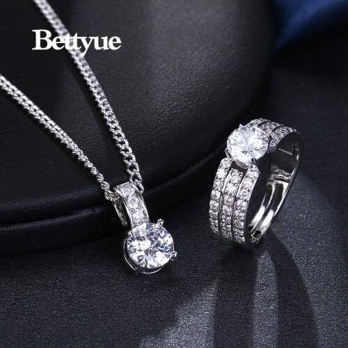 Bettyue Brand Fashion Charm High Quality Cubic Zircon White Gold Hot New Wholesale Jewelry Sets For Woman Florid Wedding Gifts