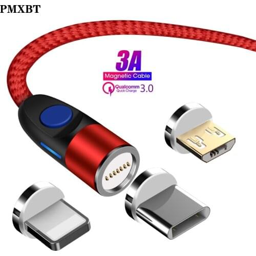 Micro USB Magnetic Charge Cable LED Type C Fast Charging Wire For iPhone 12 Huawei Xiaomi Mobile Phone Magnet Charger Data Cord