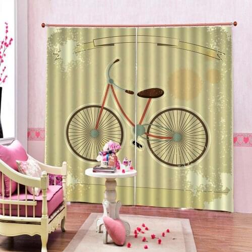 Cartoon Bicycle Curtains Healthy Active Lifestyle Travel Living Room Bedroom Large Window Drapes