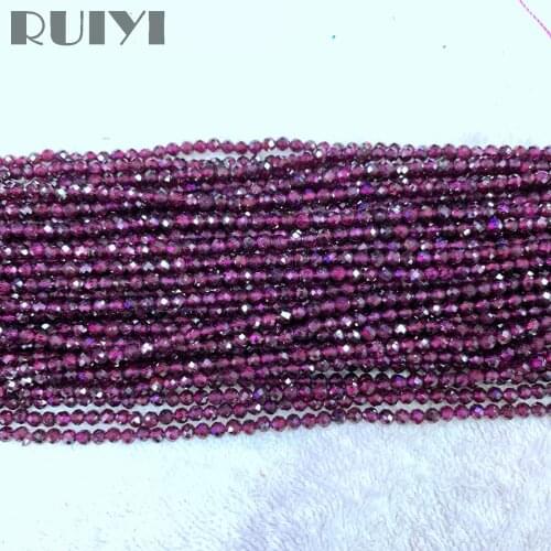 Ruiyi Natural Rhodolite Garnet Beads Micro Faceted Small Purple Red Round Loose Tiny Beads DIY Jewelry Making Bead Supplies