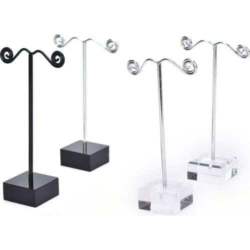 1Pcs New Portable Earring Jewelry Display Rack Metal Acrylic Stud Necklace Organizer Ornament Tree Hanger Showcase Holder Stand