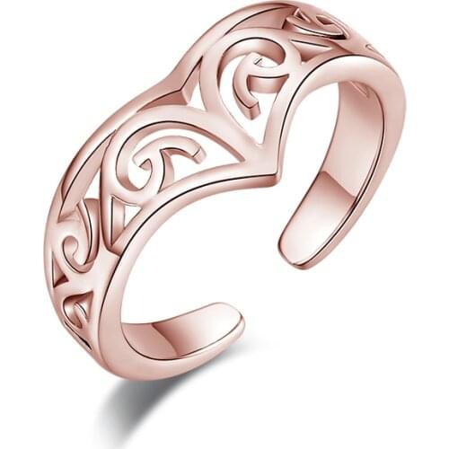 New Open Adjustable Toe Rings For Women Girls Lovely Heart Knuckle Ring Summer Beach Foot Jewelry Gifts