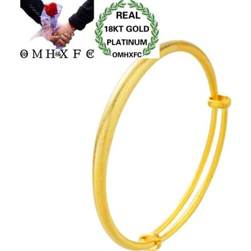OMHXFC Wholesale European Fashion Woman Girl Female Party Wedding Gift Simple Blank Round 18KT Gold Bangles Bracelets BE52