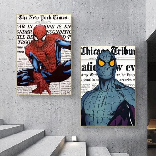 Marvel Avengers Moive Posters and Prints Superhero Graffiti Art Canvas Painting Wall Art Spiderman Pictures for Kids Room Decor