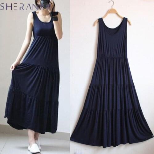 SHERAN Casual dress female Tank summer dress V-Neck modal cotton Elasticity long dress maxi Pregnant Womens Dresses