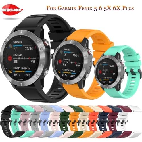26 22MM Smart Watch Band Straps For Garmin Fenix 5 6 6X 5X 3 3HR Forerunner 935 945 Quick Release Strap Soft Silicone Bracelet