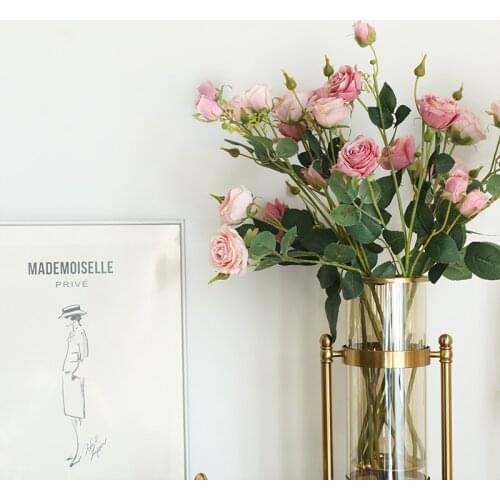 5 heads Silk roses simulated flowers Artificial long stem rose Home Garden Party home Wedding DecorLong Stem Fake Rose Flower