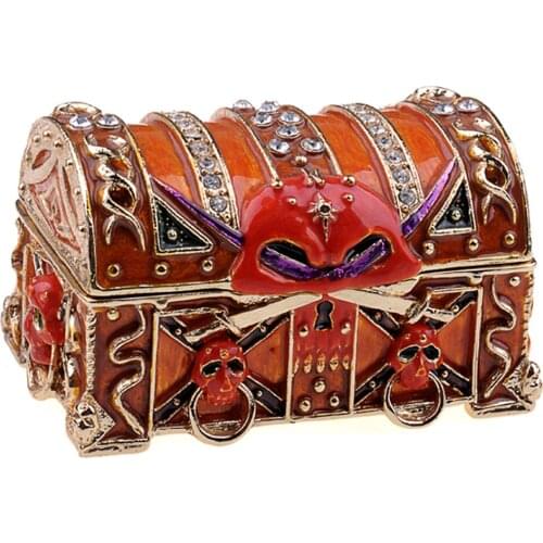 Rhinestone Pirate Jeweled Chest pewter ornament skull magic treasure box bejeweled jewelry box Russian craft sourvenir