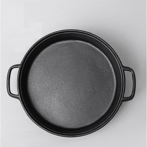 High quality 33CM Flat bottom cast iron frying pan old fashioned manual no coating pan