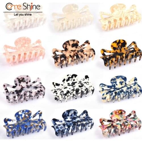 Hair Claw Clips for Thin Hair Women Tortoise Claw Hair Clips for Girls Cellulose Acetate Clips 3.5 Inch Leopard Print Clamp