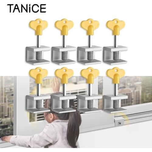 TANiCE 8 Sets Sliding Window Locks with Keys Aluminum Alloy Single Hole Window Door Frame Security Safety Locks For Home Protect