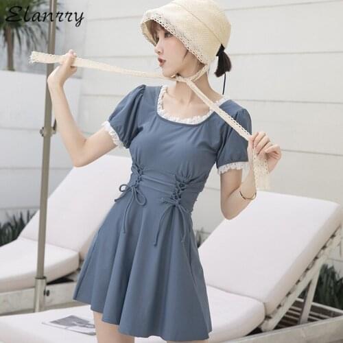 Women One Piece Swim Suit Solid Bandage Swim Skirt 2021 Mujer Sexy Swimwear Ladies Bathing Suit Maillot De Bain Femme